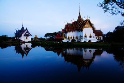 Reflection of pagoda in lake