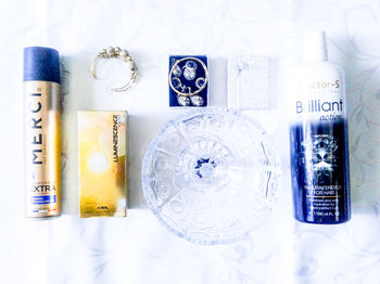 High angle view of text on table