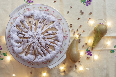 High angle view of christmas decoration on table