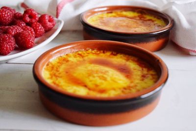 Close-up of dessert in bowl on table