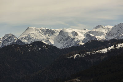 Snowy mountain panorama in bavarian alps, springtime