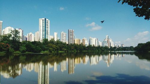 Reflection of buildings in city