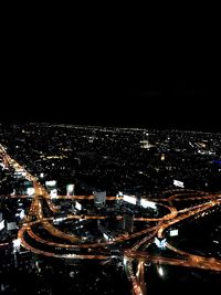 Aerial view of city at night