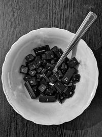 High angle view of dessert in plate on table