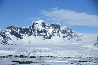 Snowy mountain landscape of south iceland, wintertime