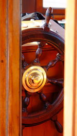 Close-up of a boat sailing in the sea