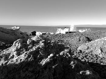 Scenic view of sea against clear sky