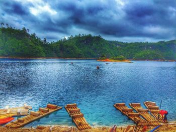 Scenic view of lake against sky