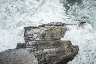 High angle view of sea waves