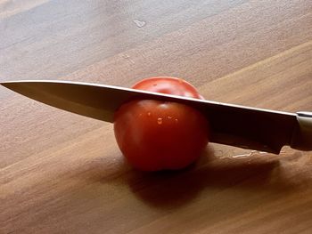 High angle view of fruits on table