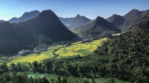 Scenic view of landscape against clear sky