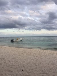 Scenic view of sea against cloudy sky