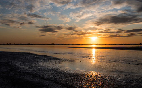 Scenic view of sea against sky during sunset