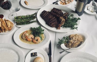 High angle view of food on table