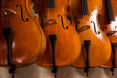Close-up of musical instruments for sale in store