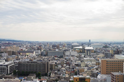 High angle view of buildings in city