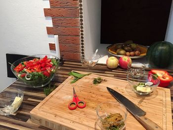 Food on wooden table