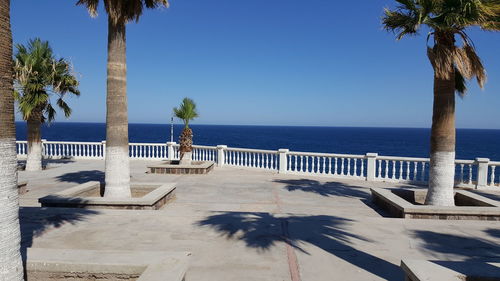 Scenic view of sea against clear sky