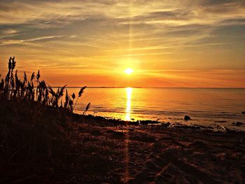 Scenic view of sunset over sea
