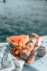 High angle view of breakfast on table