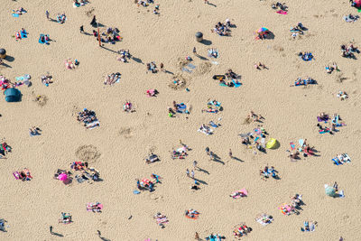 High angle view of people at beach during summer
