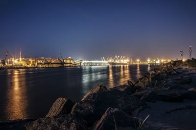 Illuminated klaipeda waterfront