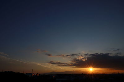 Silhouette of city at sunset