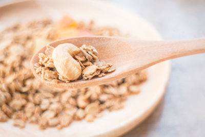Close-up of food in wooden spoon
