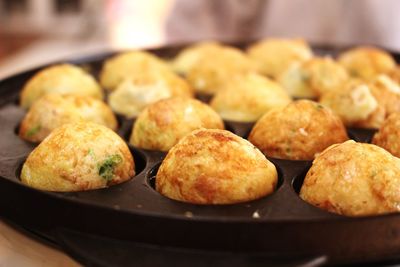 Close-up of takoyaki in container