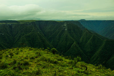 High angle view of landscape against sky