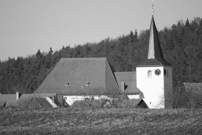 Church in a village of upper franconia in monochrome 