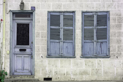 Closed door of building