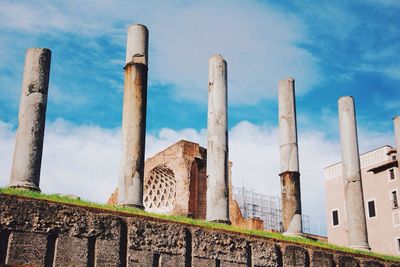 Low angle view of factory against clear sky