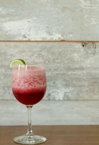 Close-up of drink in glass on table