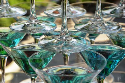 Close-up of glasses on table