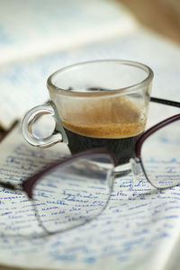 Close-up of coffee on table