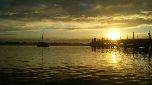 Scenic view of sunset over sea