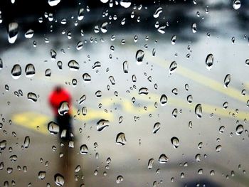 Close-up of water drops on glass