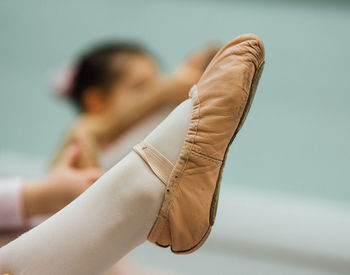 Close-up of ballet dancer foot