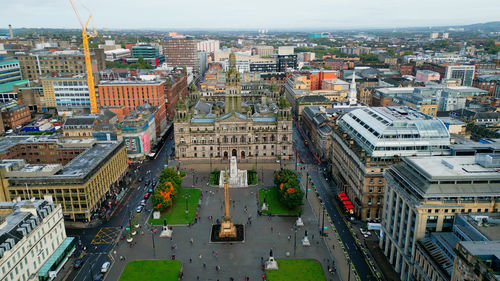 High angle view of city street