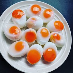 High angle view of breakfast served on table