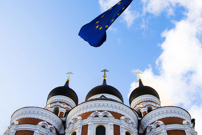 Low angle view of traditional building against sky