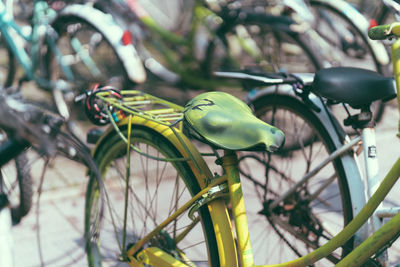 Close-up of bicycles