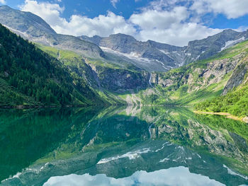 Clear lake in the mountain with reflection on the surface