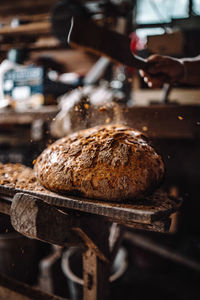 Close-up of bread on table at store