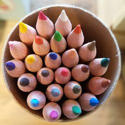 Close-up of multi colored candies on table