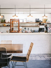 Chairs and tables in restaurant