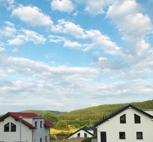 Low angle view of buildings against sky