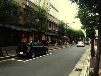 Cars parked on street