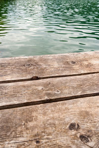 High angle view of pier over lake